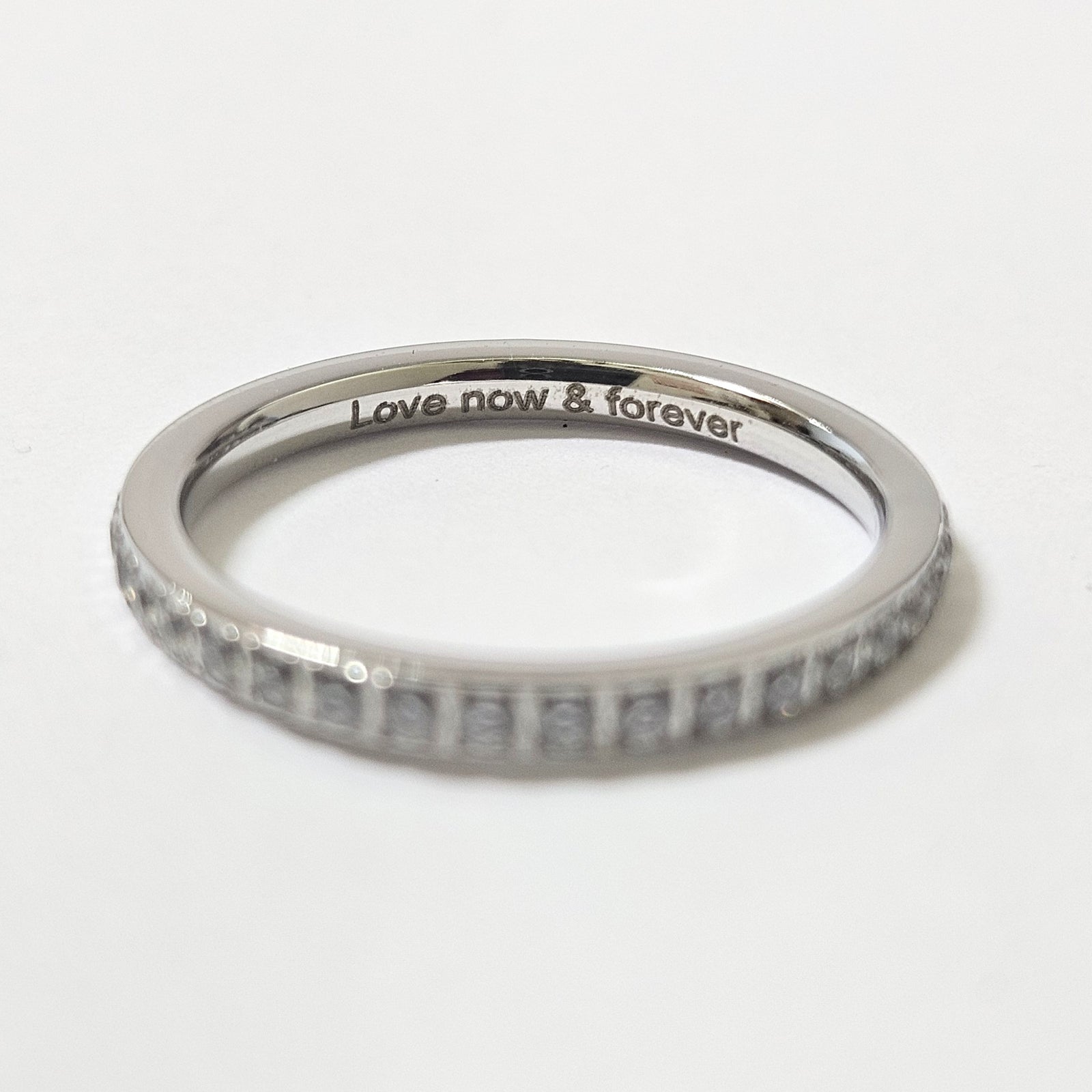 2mm White Gold Full Glitz Eternity Ring | Cubic Zirconia Stacking Ring Size O - Clearance 1084