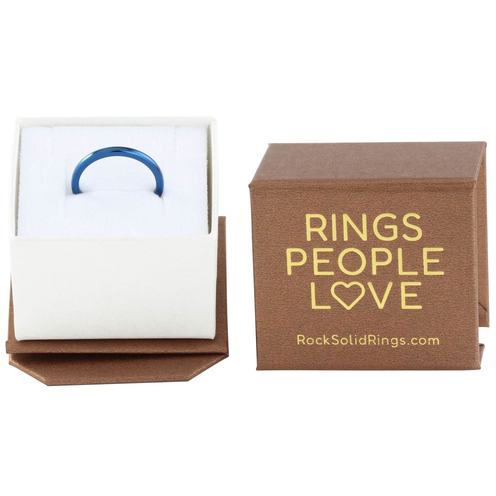 Blue tungsten 2mm ring presented in gift box