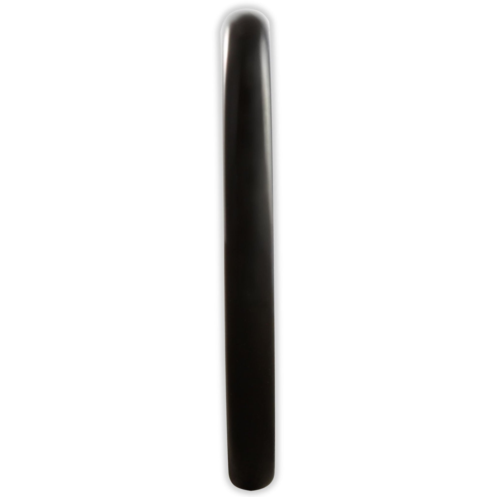 End view of black tungsten ring showing 2mm band width and rounded comfort-fit design