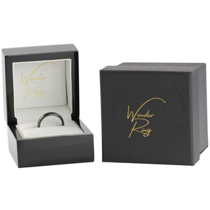Black tungsten 4mm ring presented in gift box