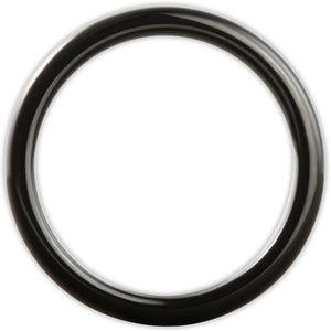Side profile of black tungsten ring showing 4mm band depth and smooth curved edges