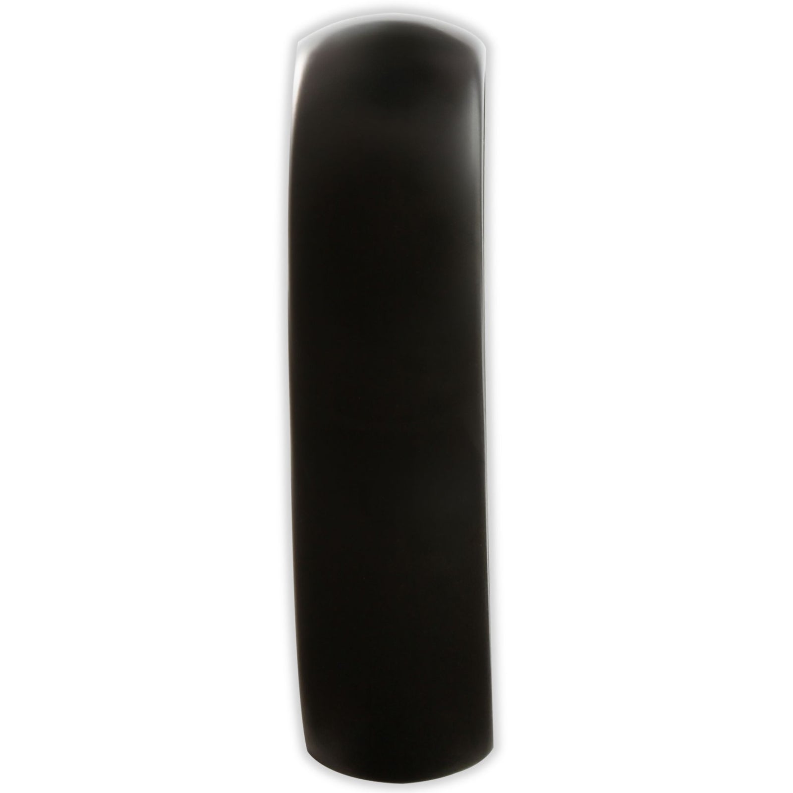 End view of black tungsten ring showing 6mm band width and rounded comfort-fit design