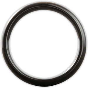 Side profile of black tungsten ring showing 6mm band depth and smooth curved edges