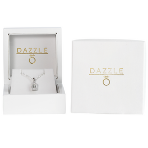 White Gold 1ct Emerald Cut Moissanite Silver Dazzle Pendant Necklace