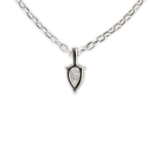 White Gold 1ct Pear Drop Moissanite Silver Dazzle Pendant Necklace