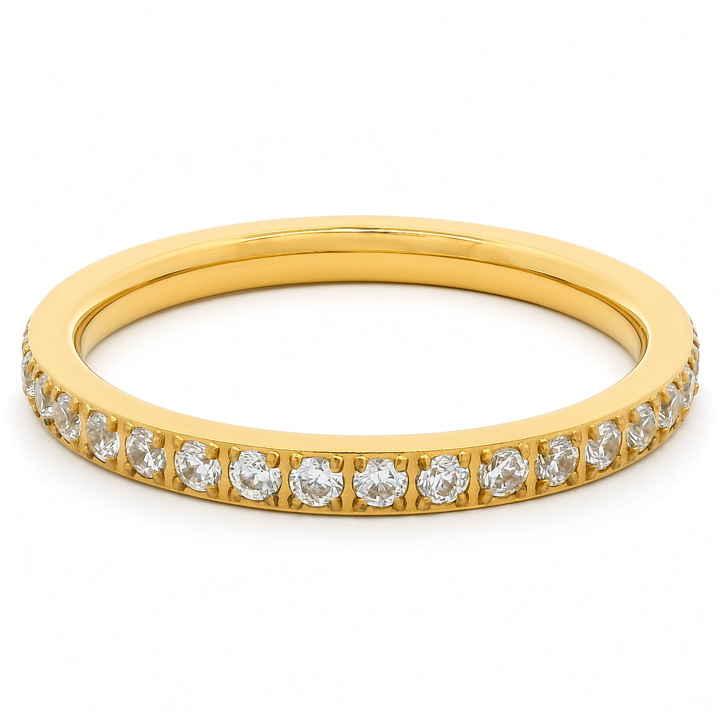 2mm Gold Full Glitz Eternity Ring | Cubic Zirconia Stacking Ring