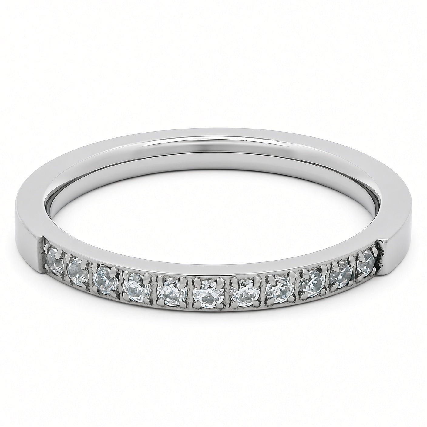 2mm Original Titanium Half Glitz Eternity Ring | Cubic Zirconia Stacking Ring