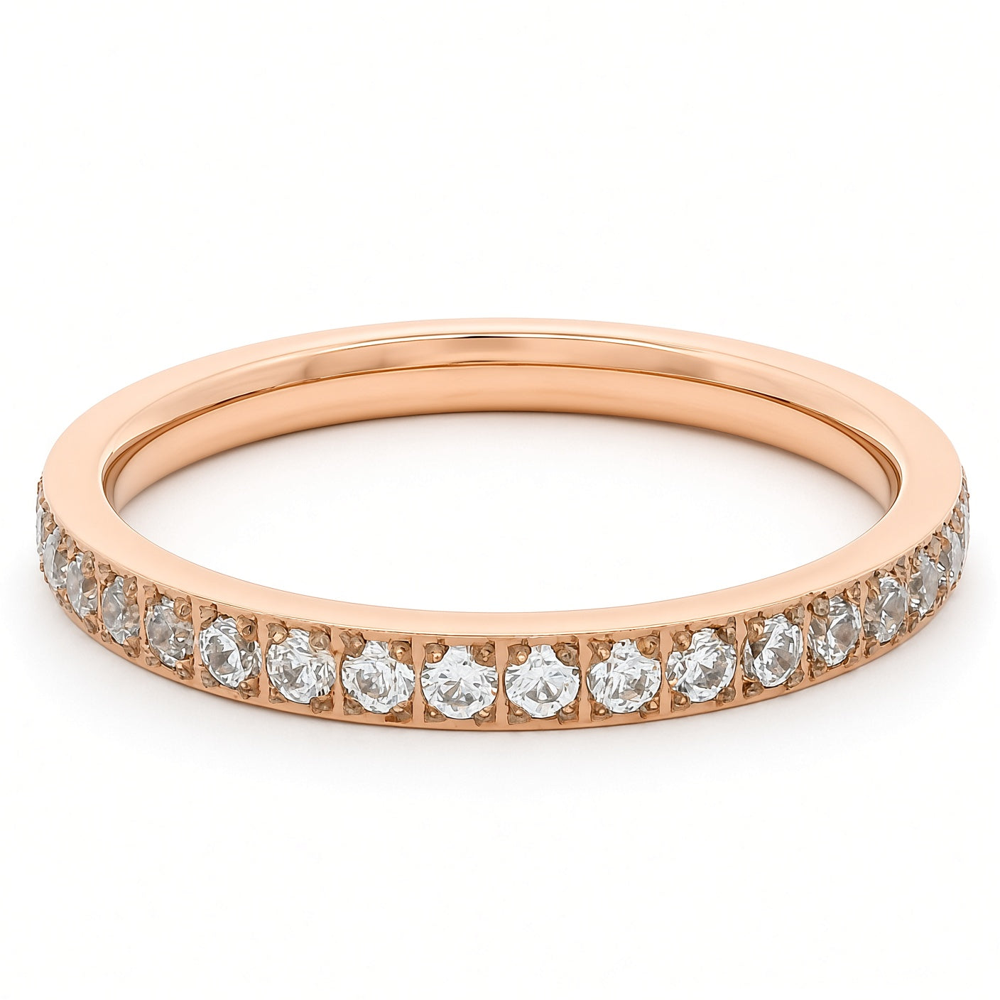 2mm Rose Gold Full Glitz Eternity Ring | Cubic Zirconia Stacking Ring