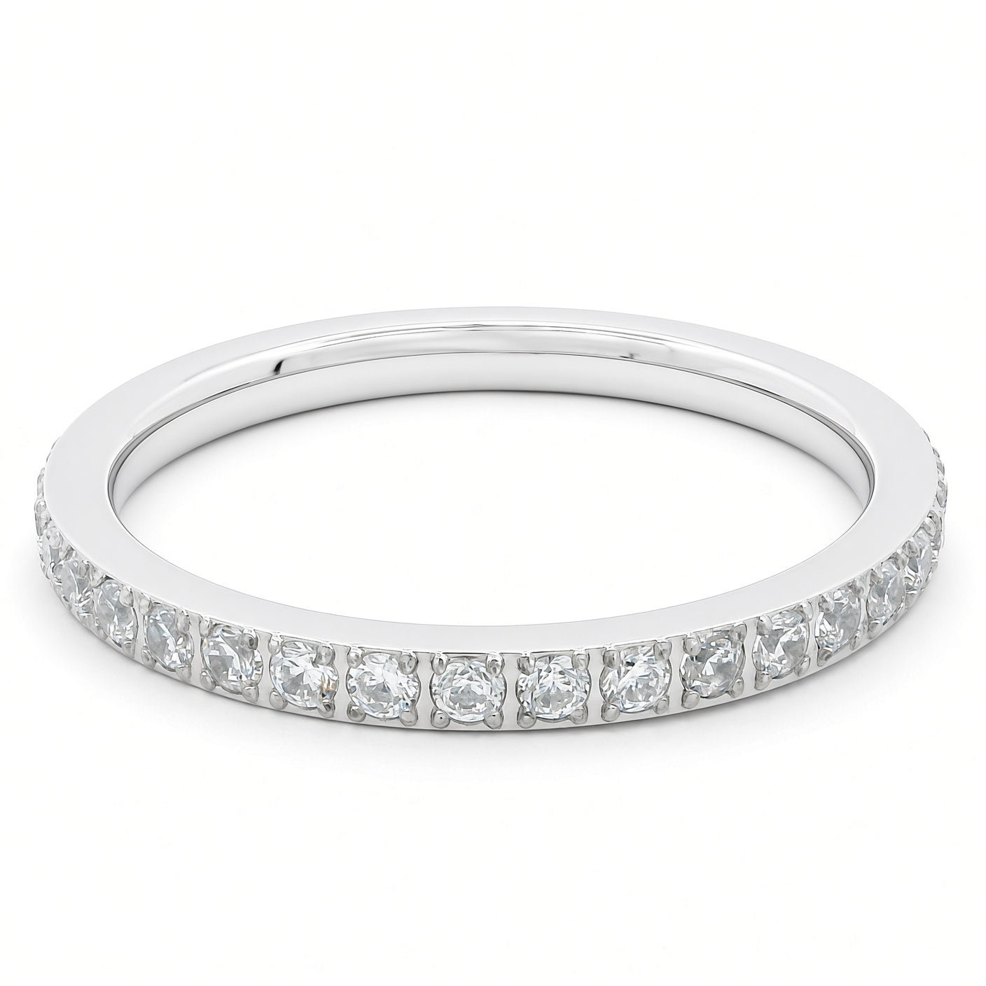 2mm White Gold Full Glitz Eternity Ring | Cubic Zirconia Stacking Ring