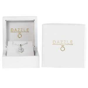 White Gold 3ct Round Moissanite Silver Dazzle Pendant Necklace