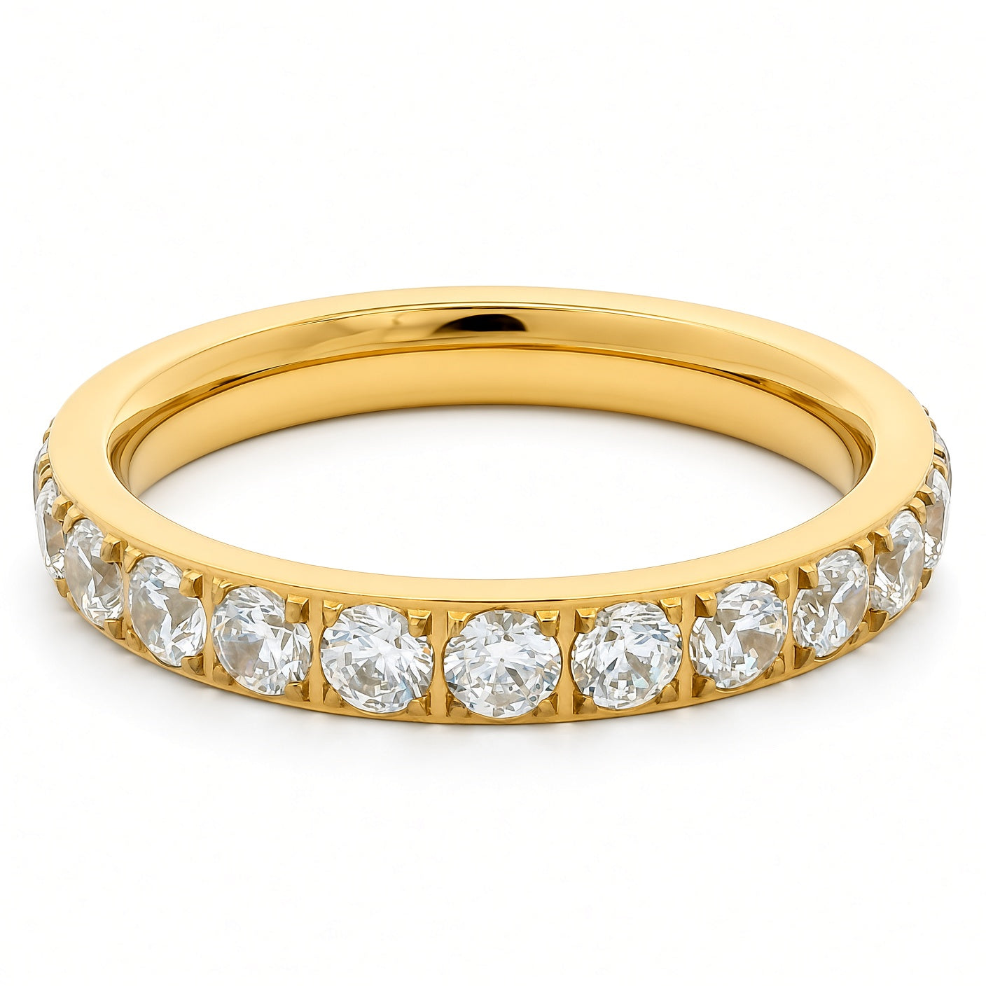 3mm Gold Full Glitz Eternity Ring | Cubic Zirconia Stacking Ring