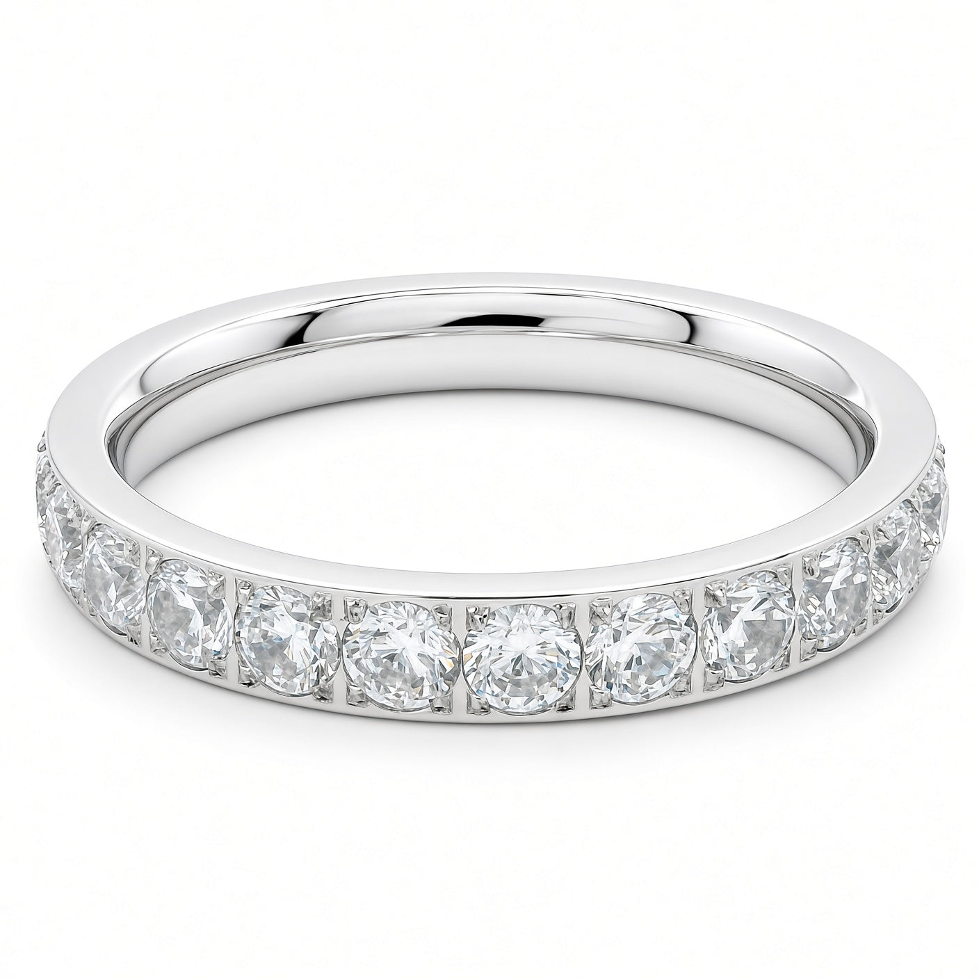 3mm White Gold Full Glitz Eternity Ring | Cubic Zirconia Stacking Ring