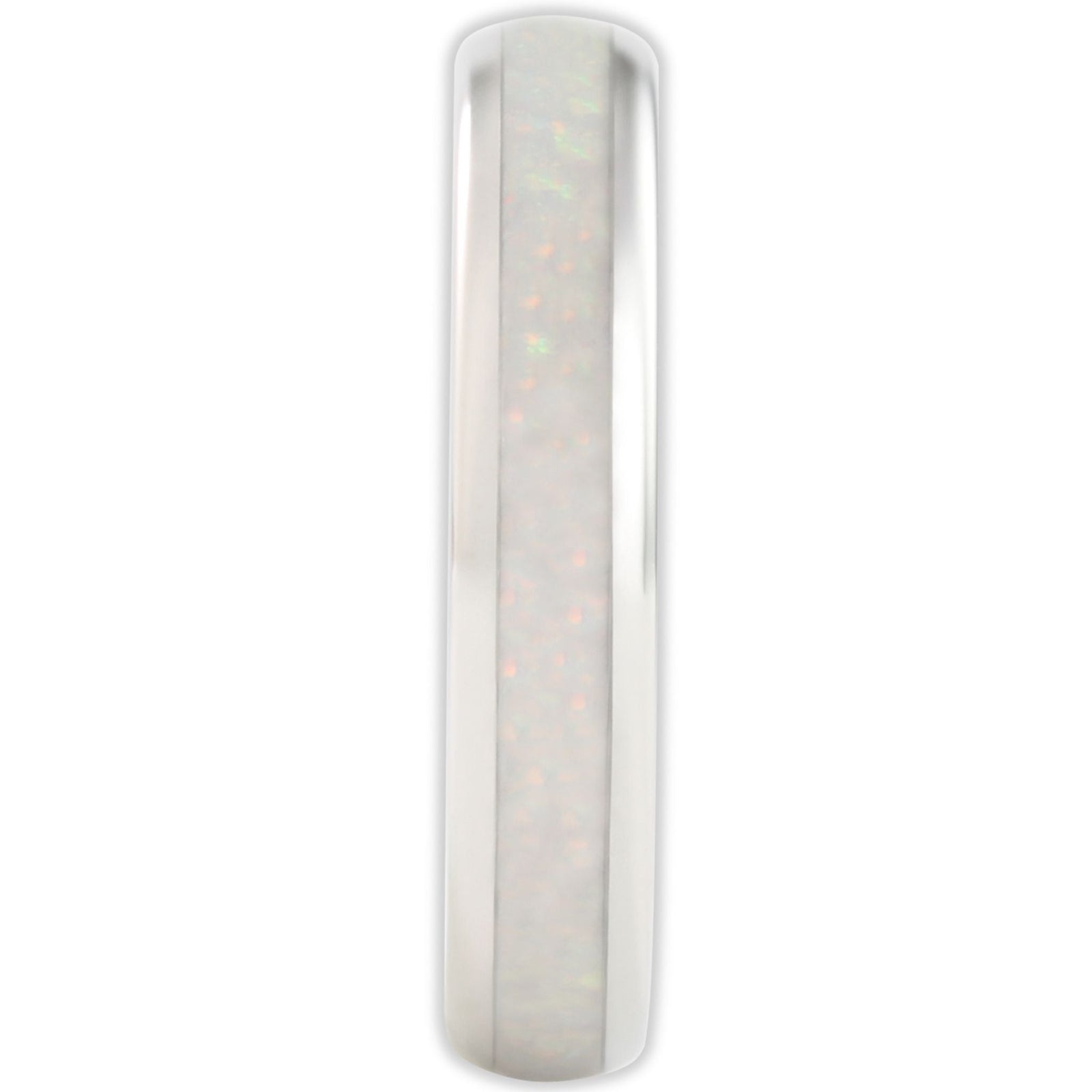 The White Gold White Opal 4mm Wonder Ring Size O - Clearance 1176