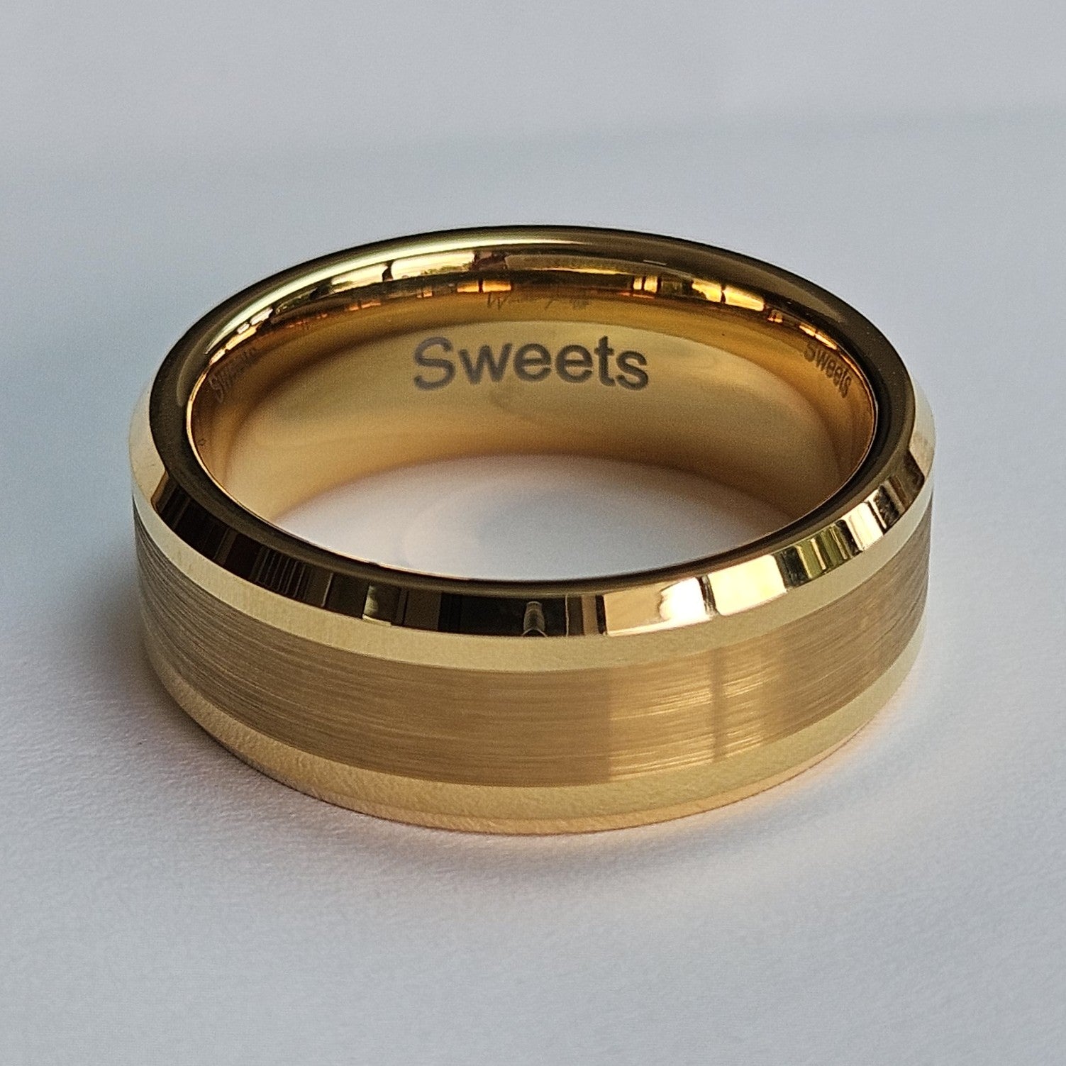 Gold Brushed 8mm Wonder Ring Size S - Clearance 1104