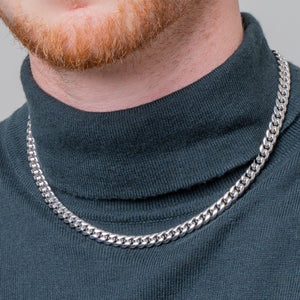 Stainless Steel 8mm Diamond Cut Curb Chain Necklace