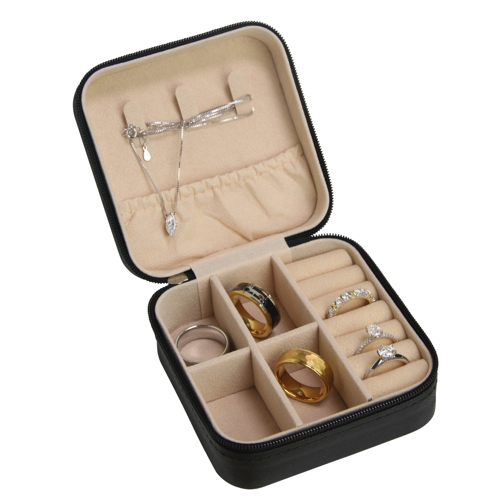 Black Medium Zipped Travel Jewellery Box