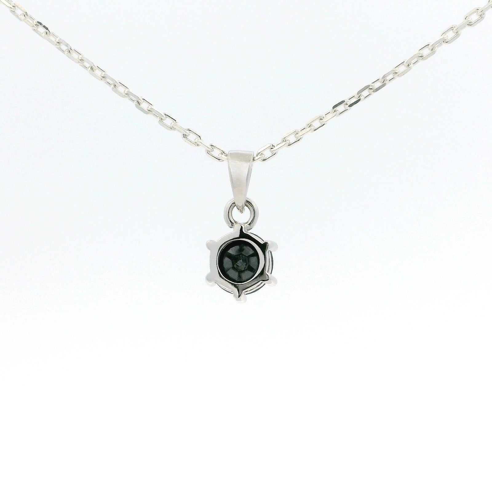 White Gold 1ct Black Moissanite Round Silver Dazzle Pendant Necklace