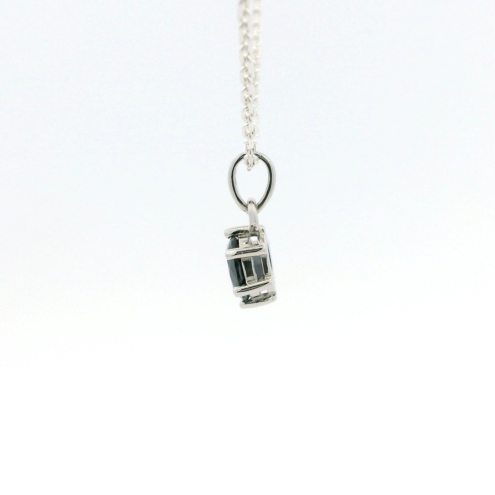 White Gold 1ct Black Moissanite Round Silver Dazzle Pendant Necklace