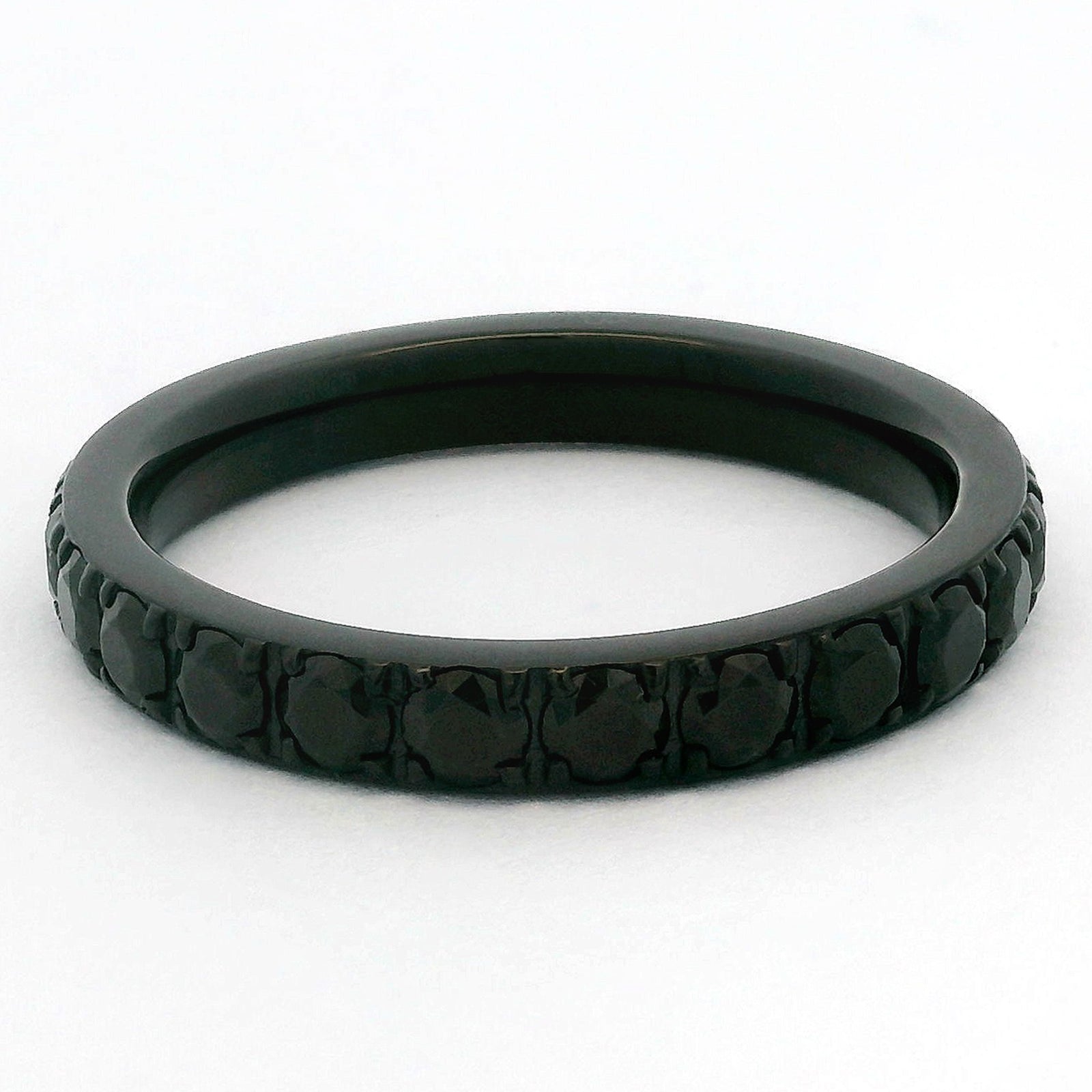 3mm Black Full Glitz Eternity Ring | Black Cubic Zirconia Stacking Ring