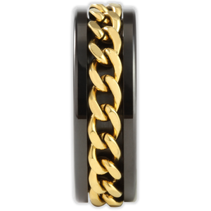 Black with Gold Rotating Chain 8mm Wonder Ring