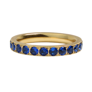 Blue Stone Gold 3mm Full Glitz Ring