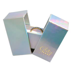 Blue Stone Gold 3mm Full Glitz Ring