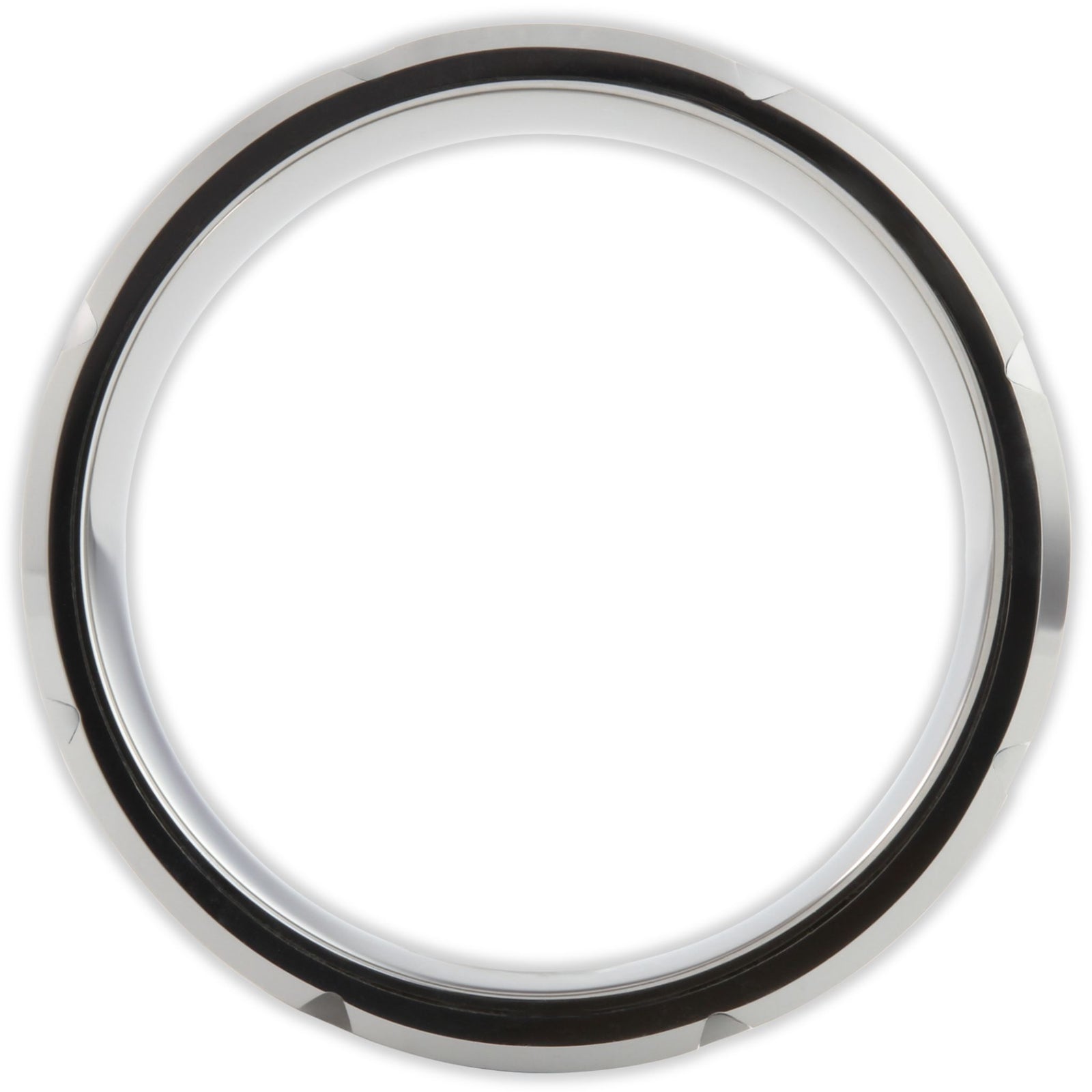Side profile of tungsten brick pattern ring showing band depth and structured design