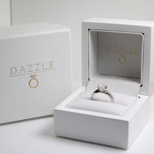 White Gold 1ct Round Moissanite Wide Dazzle Ring