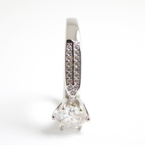 White Gold 1ct Round Moissanite Wide Dazzle Ring