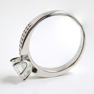 White Gold 1ct Round Moissanite Wide Dazzle Ring