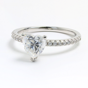 White Gold 1ct Heart Moissanite Slimline Dazzle Ring