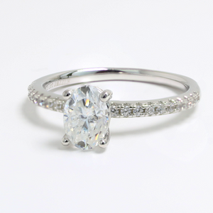 White Gold 1ct Oval Moissanite Slimline Dazzle Ring