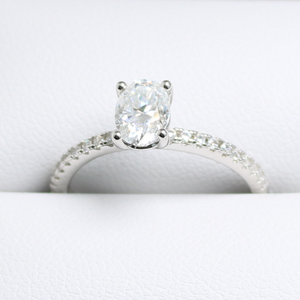 White Gold 1ct Oval Moissanite Slimline Dazzle Ring