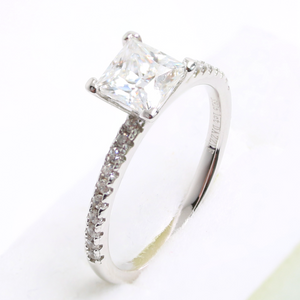White Gold 1ct Square Moissanite Slimline Dazzle Ring
