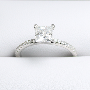 White Gold 1ct Square Moissanite Slimline Dazzle Ring