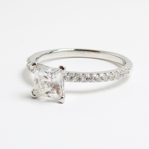 White Gold 1ct Square Moissanite Slimline Dazzle Ring