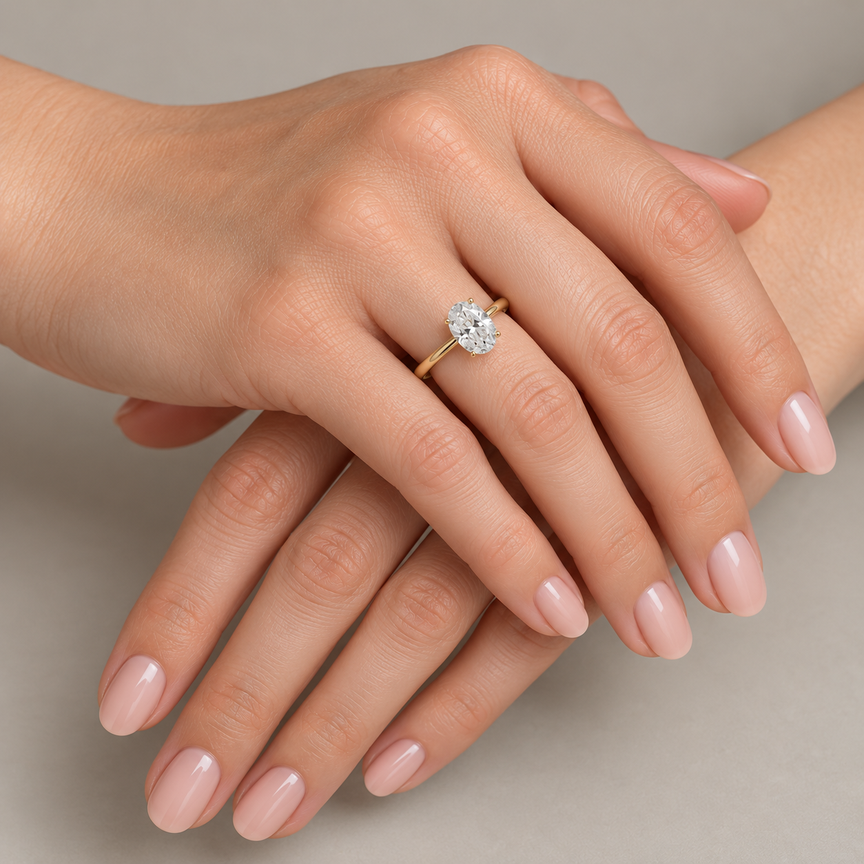 1ct Oval Moissanite Engagement Ring | 18K Gold Classic Dazzle Ring