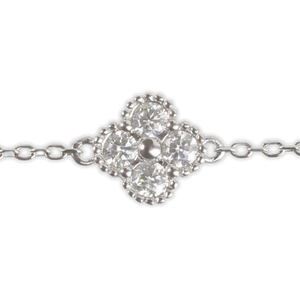 1ct White Gold Moissanite Four Flower Silver Dazzle Bracelet