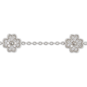 .7ct White Gold Moissanite Four Leaf Clover Silver Dazzle Bracelet