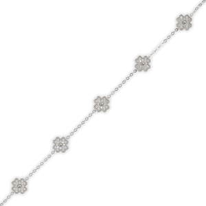 .7ct White Gold Moissanite Four Leaf Clover Silver Dazzle Bracelet