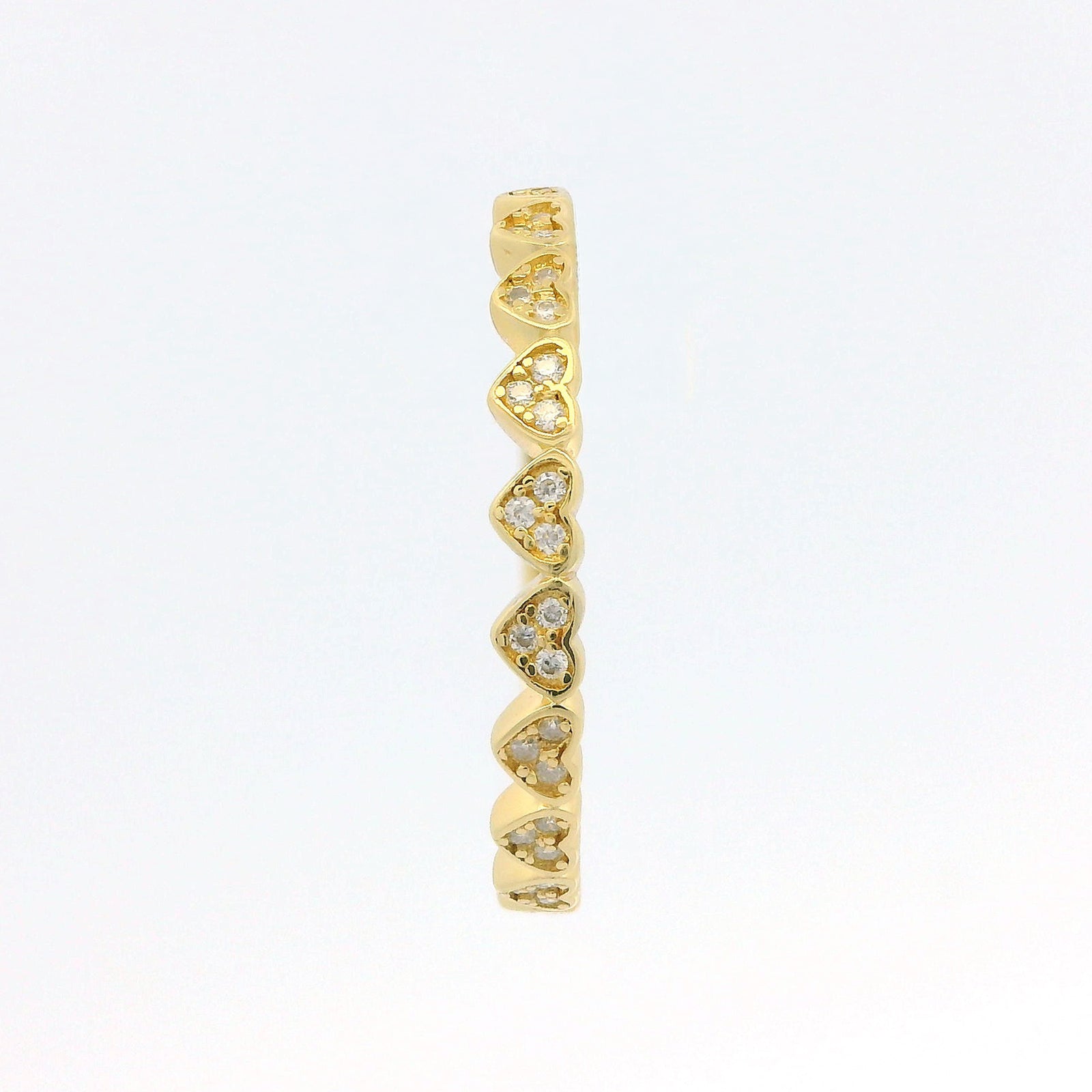 Gold Heart Moissanite Half Eternity Slimline Dazzle Ring