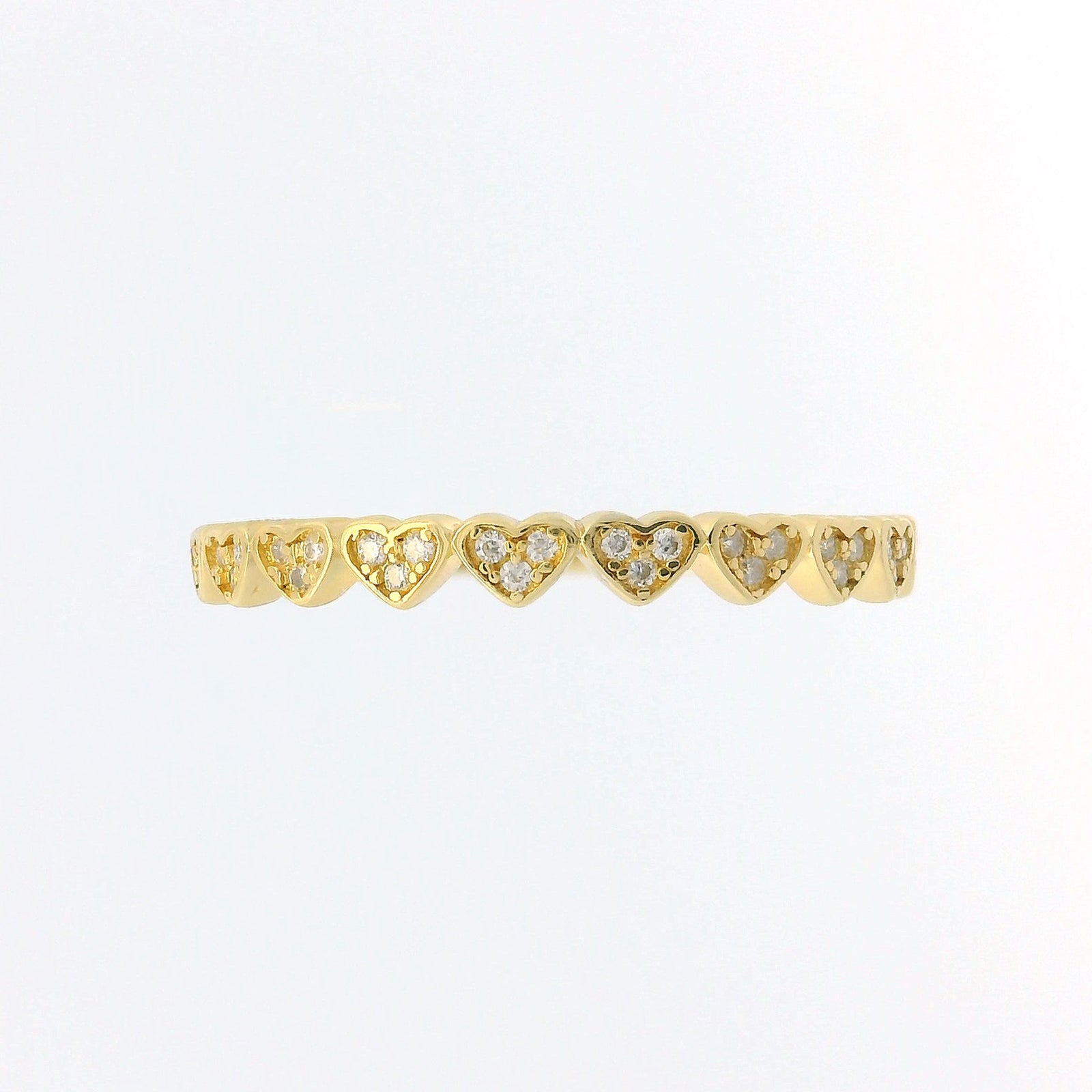 Gold Heart Moissanite Half Eternity Slimline Dazzle Ring