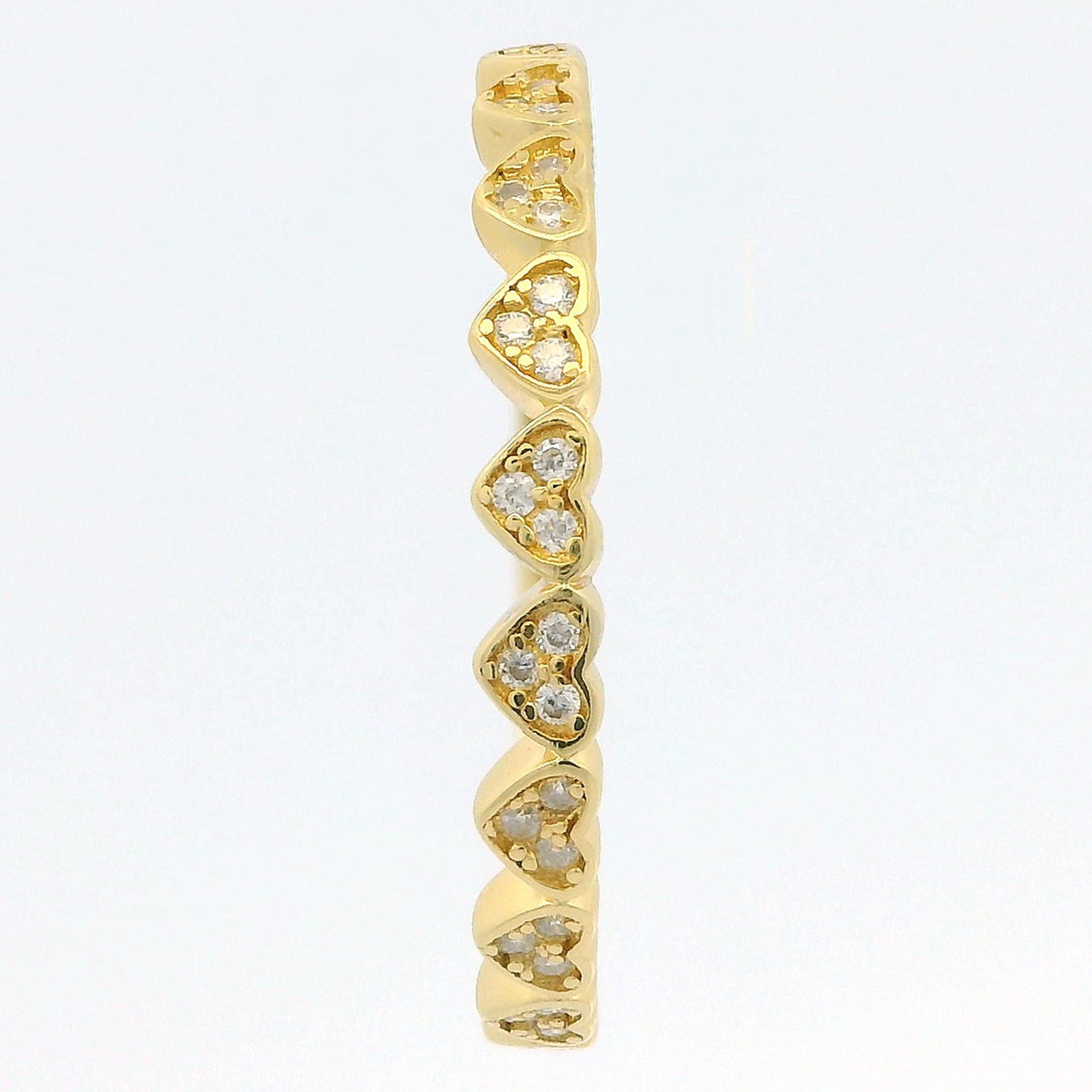 Moissanite Heart Half Eternity Ring | 18K Gold Slimline Dazzle