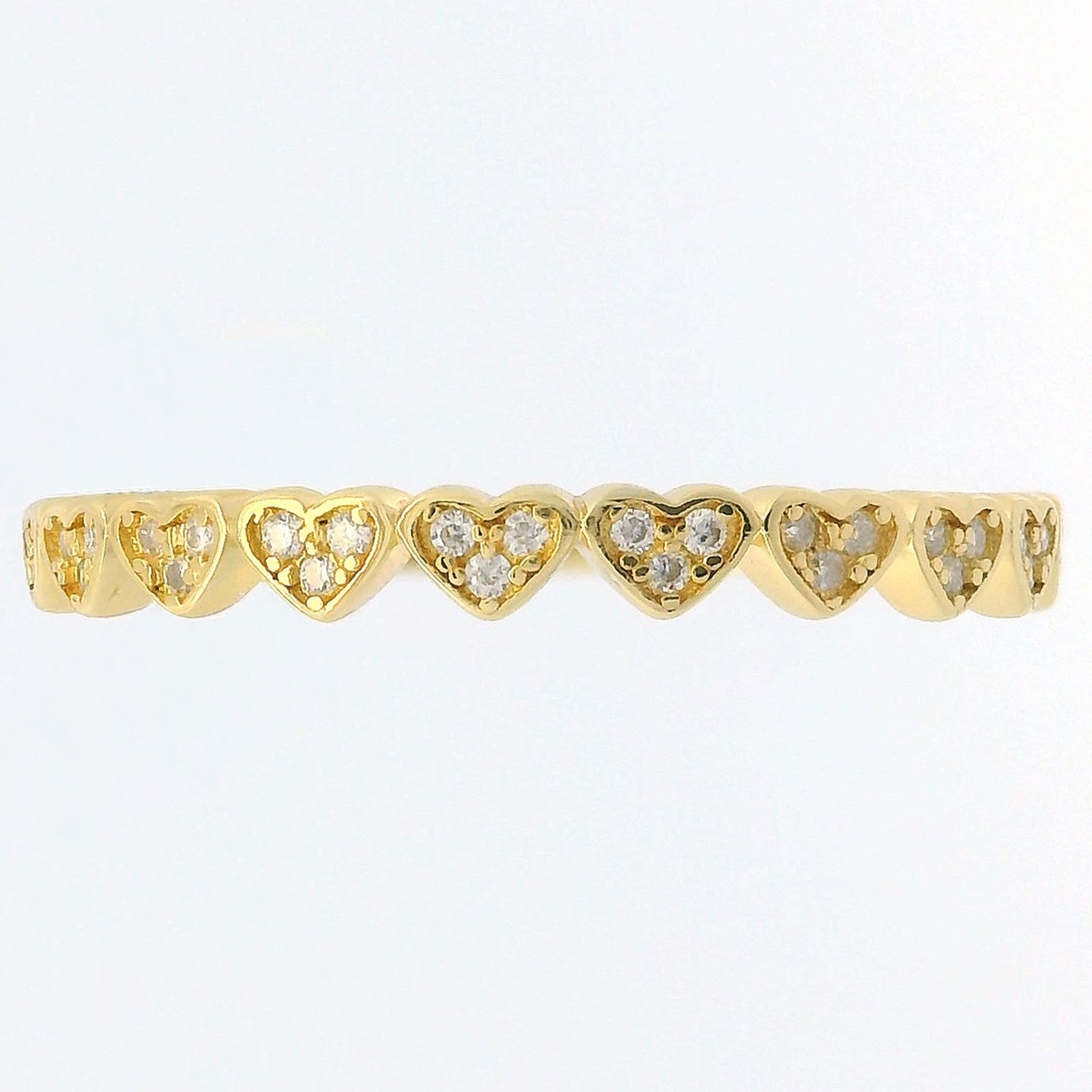 Moissanite Heart Half Eternity Ring | 18K Gold Slimline Dazzle