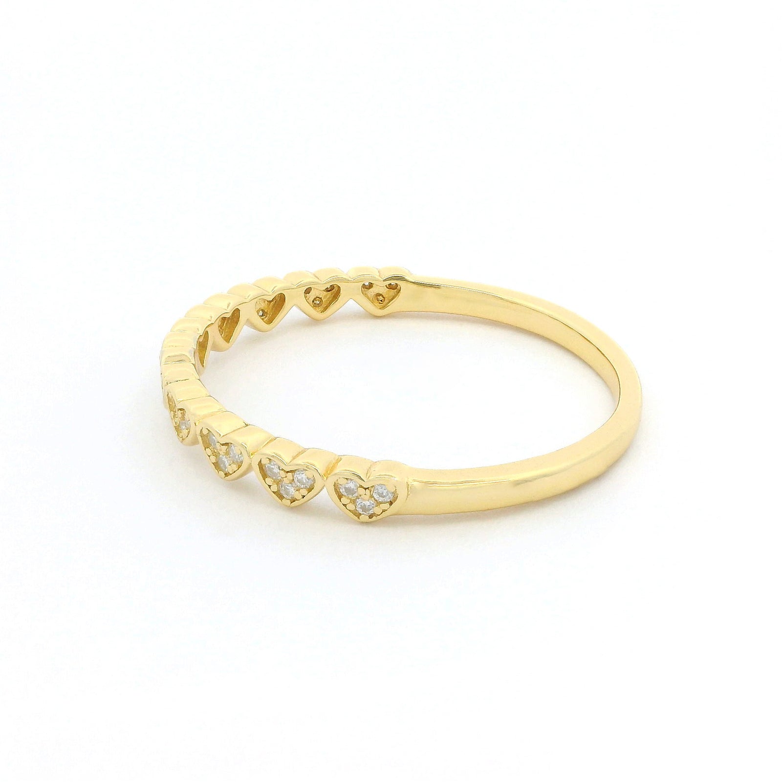 Gold Heart Moissanite Half Eternity Slimline Dazzle Ring