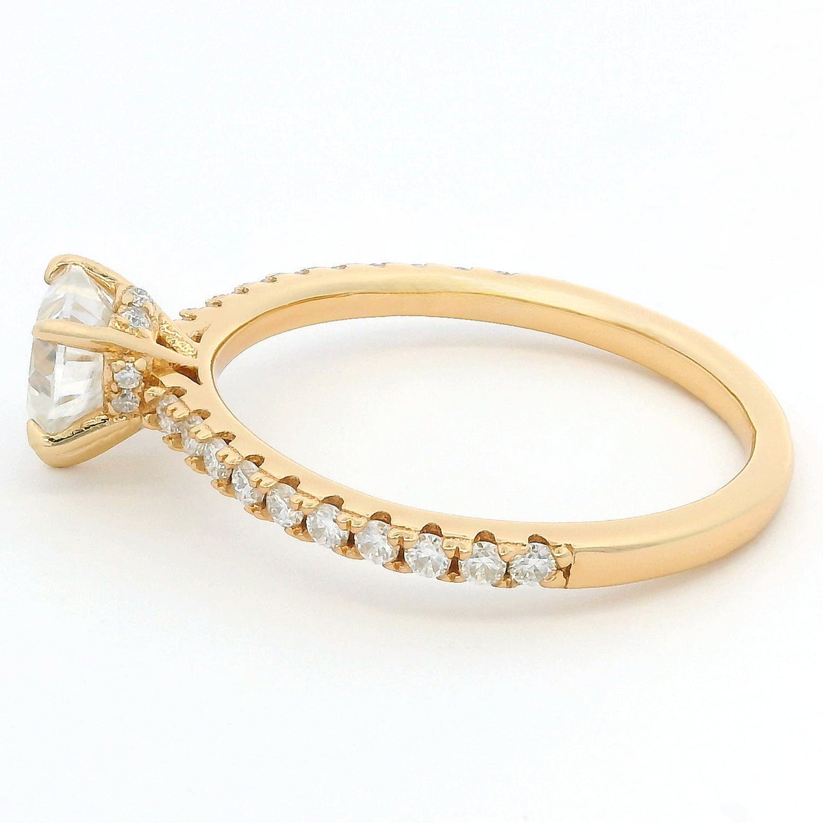 1ct Heart Moissanite Engagement Ring | 18K Gold Side Stone Dazzle Ring