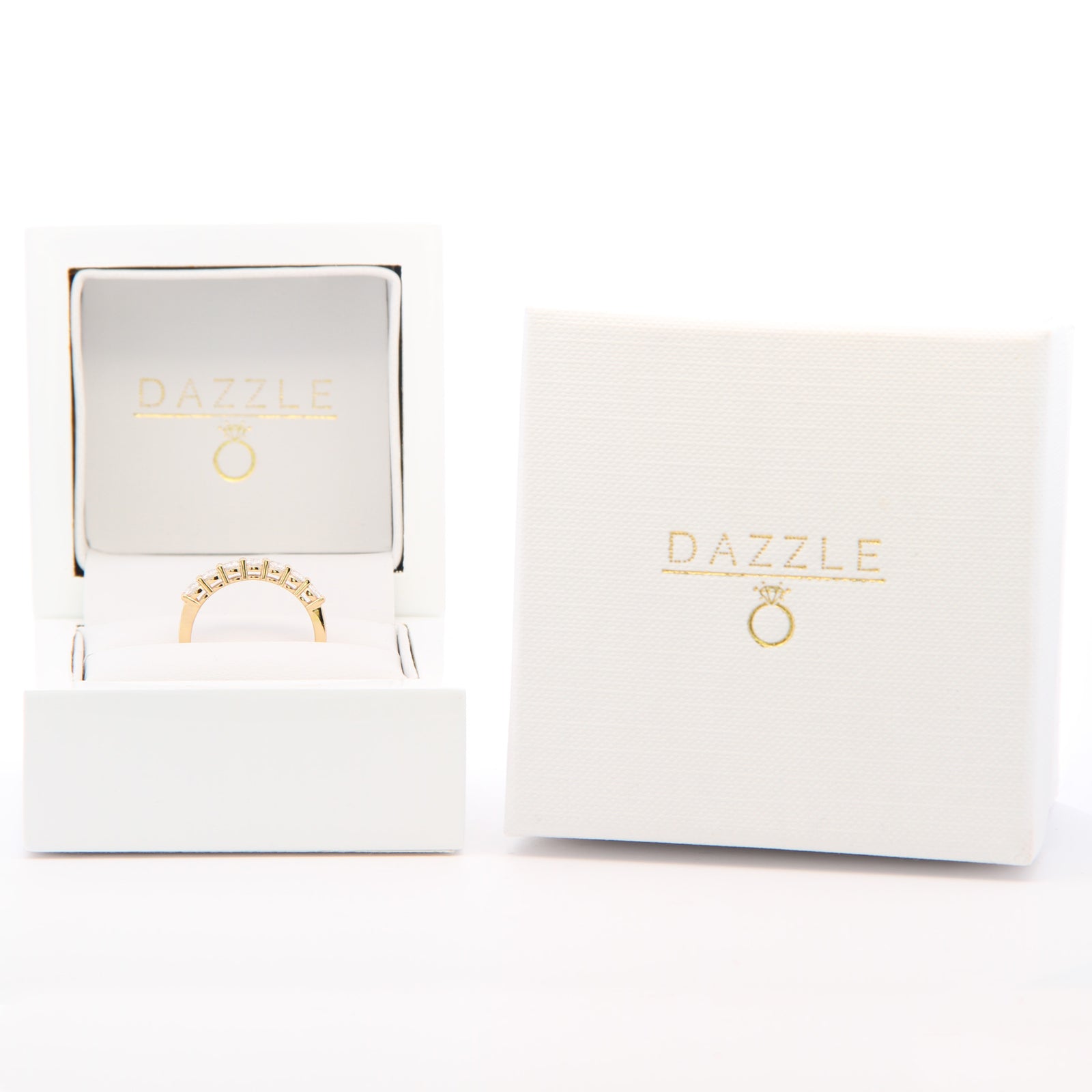 1ct Round Moissanite Half Eternity Ring | 18K Gold Dazzle Ring