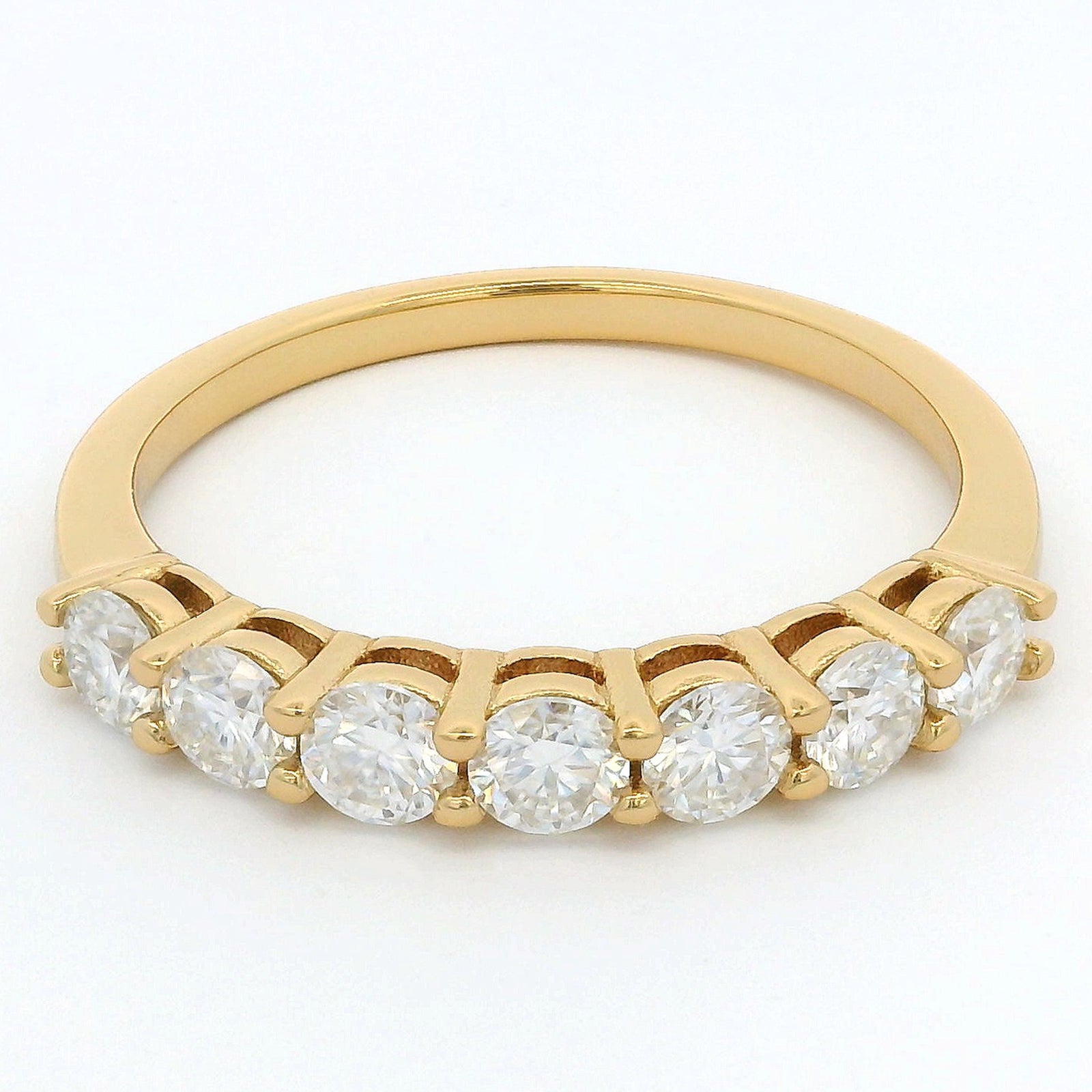 1ct Round Moissanite Half Eternity Ring | 18K Gold Dazzle Ring
