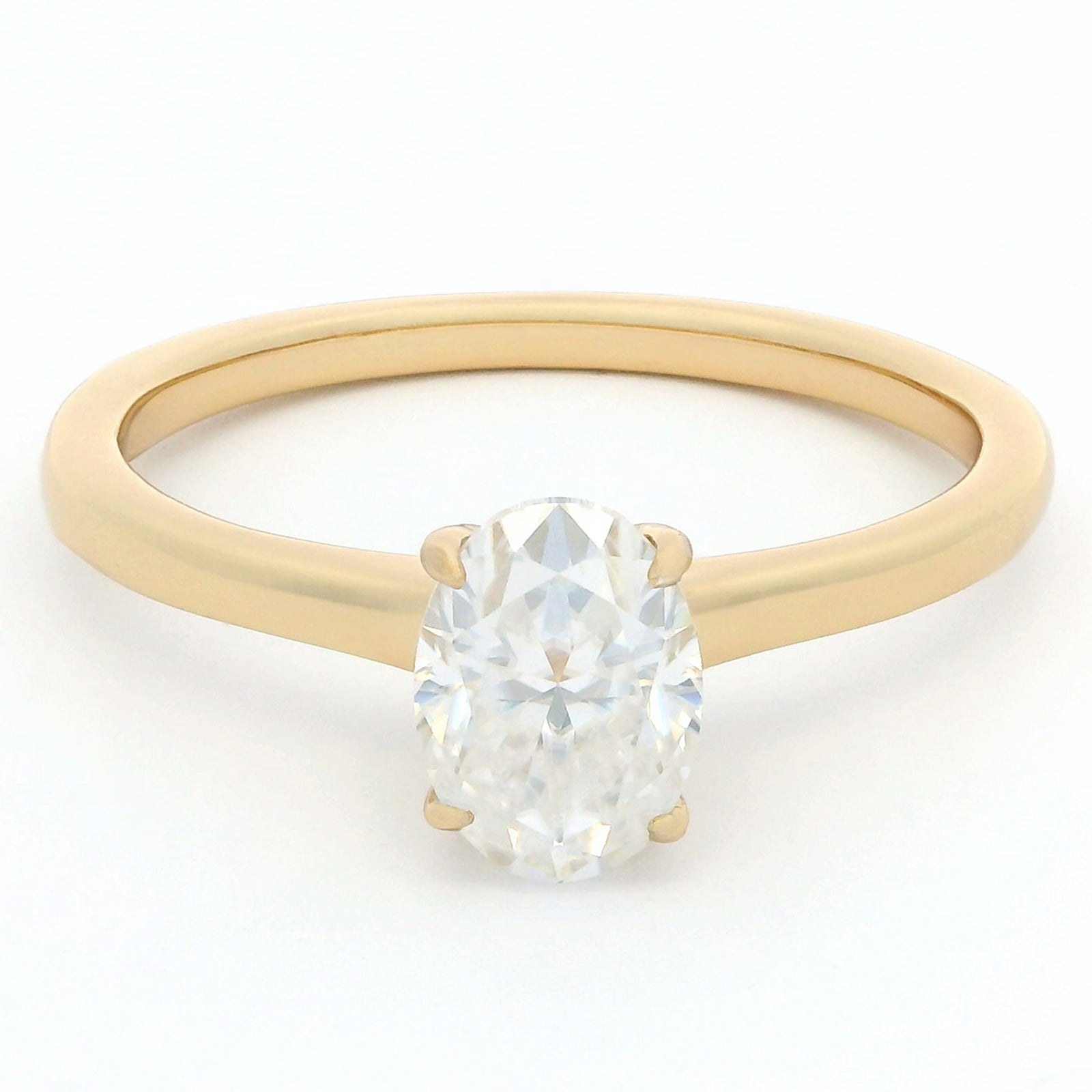 1ct Oval Moissanite Engagement Ring | 18K Gold Classic Dazzle Ring