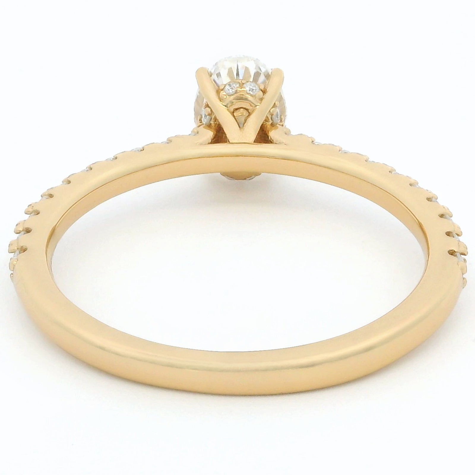 1ct Oval Moissanite Engagement Ring | 18K Gold Side Stone Dazzle Ring